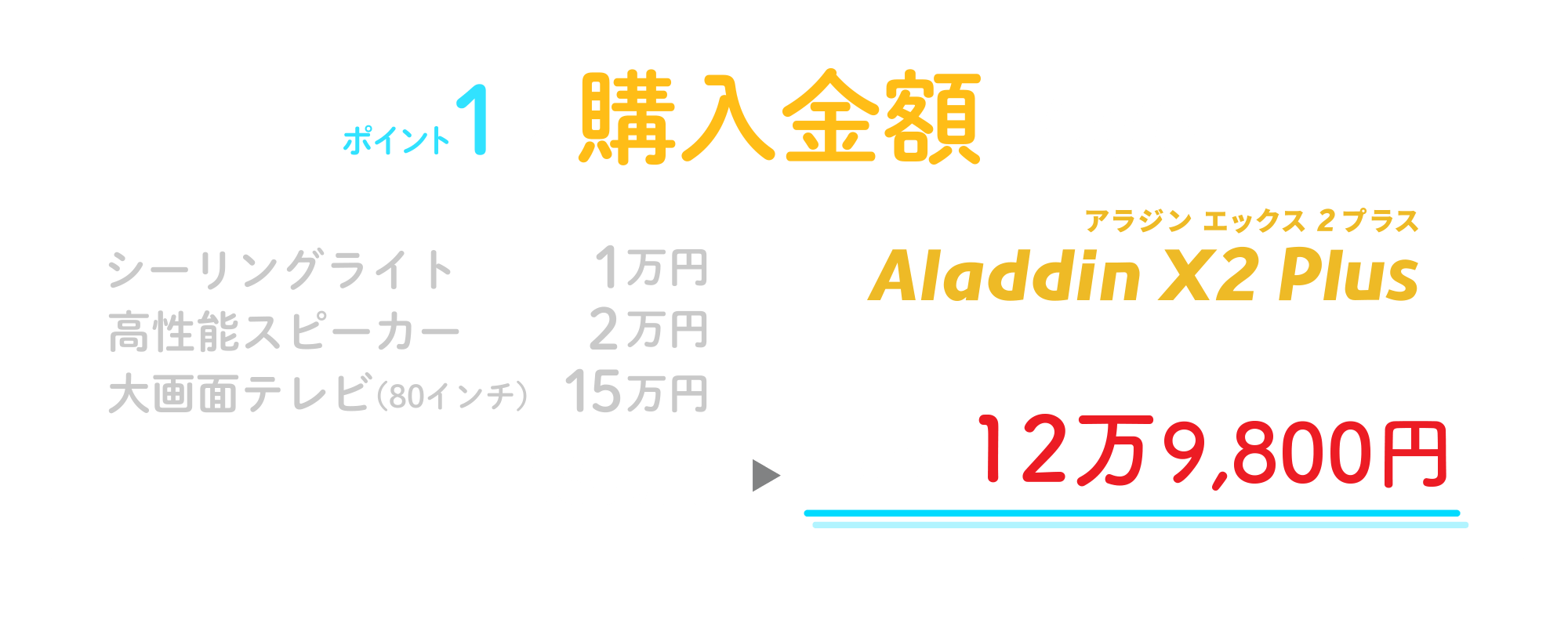 購入金額がお得！大画面テレビと高機能スピーカー、シーリングライトの3つを別々で買うよりお得です